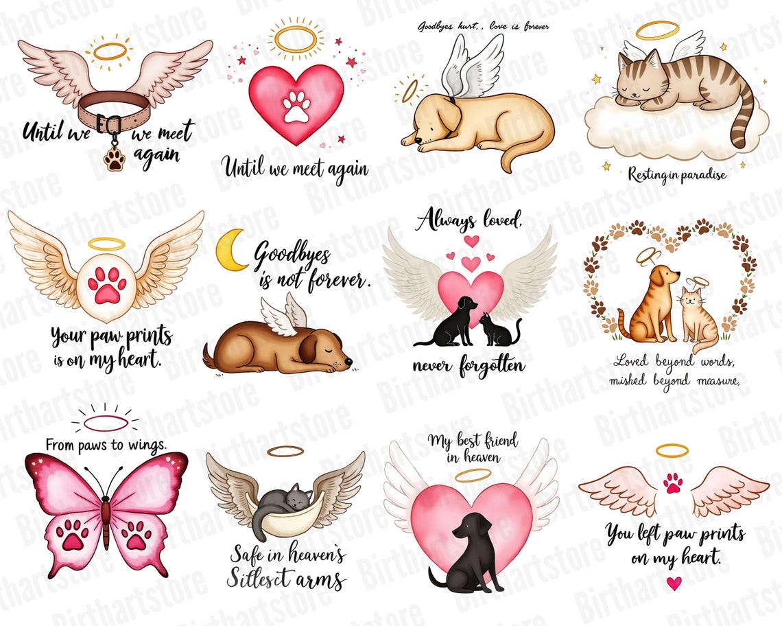 Pet Memorial Clipart | Dog Remembrance Art | Rainbow Bridge Gift ...