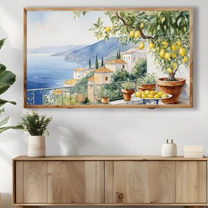 Amalfi Coast TV Art Lemon Grove TV Display Italian Coastal Scene TV Frame Mediterranean Decor TV Art Vibrant Lemons TV Painting Amalfi Seaside TV Art Coastal Landscape TV Frame Amalfi Lemons TV Scene