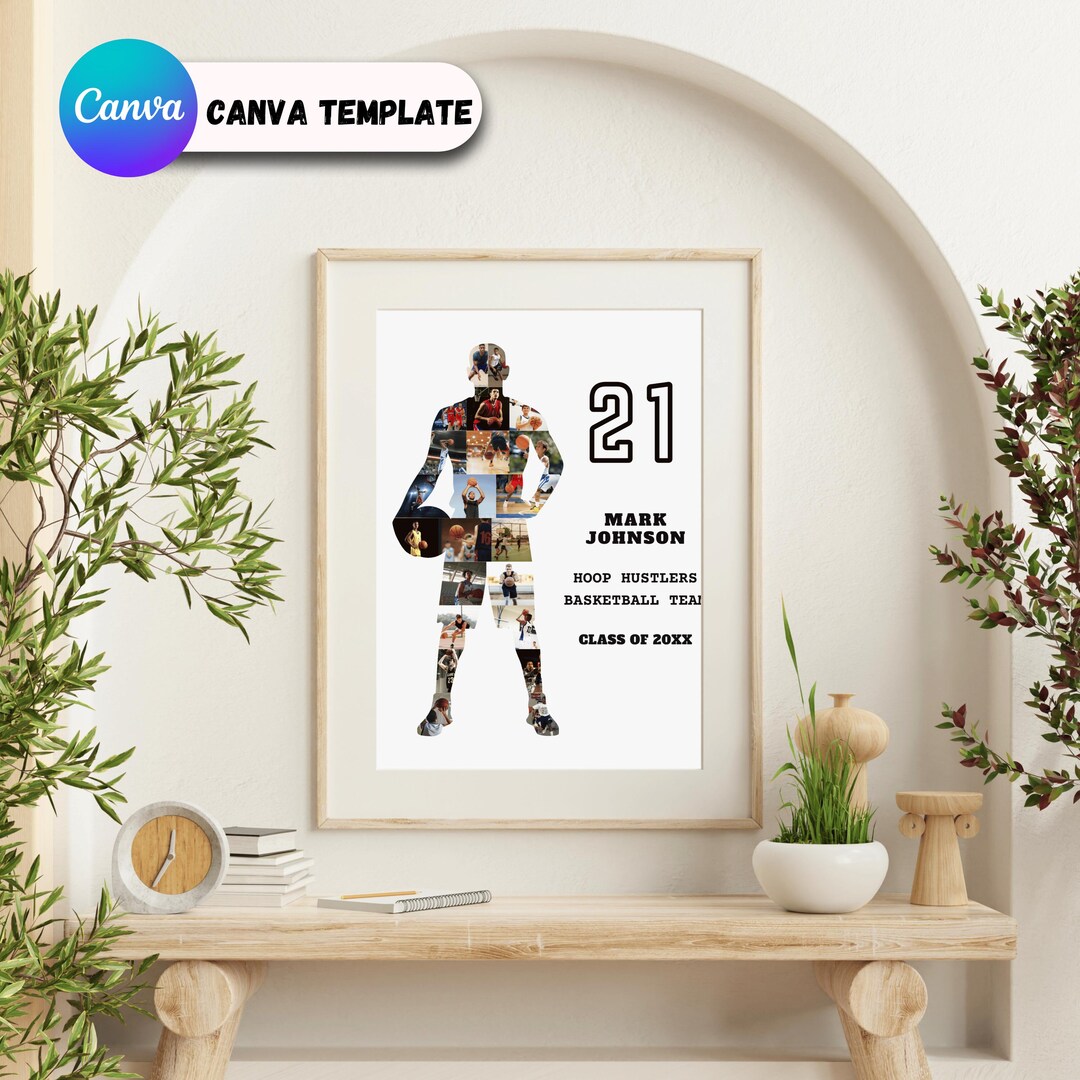 Basketball Photo Collage, Editable Sports Collage, DIY Basketball Photo