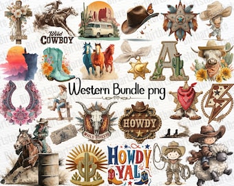 Western Watercolor Cowboy Clipart PNG, Cowgirl Horse Outline Graphics, Texas Ranch Art