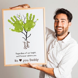 Stampa artistica a mano per la festa del papà, impronta personalizzata della mano del padre stampabile, il miglior regalo di sempre per papà, regalo per papà, cartello con le mani in giù, biglietto per la festa del papà
