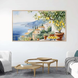 Amalfi Coast TV Art Mediterranean Lemons Frame TV Italian Coastal Scene TV Decor Lemon Grove TV Painting Amalfi Seaside TV Frame Vibrant Coastal TV Display Lemon Tree TV Art Amalfi Landscape TV Scene