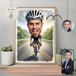 Spersonalizowany portret rowerzysty z kreskówek, sztuka kolarstwa z kreskówek, spersonalizowany portret roweru, prezent dla rowerzysty, karykatura rowerzysty, prezenty rowerowe