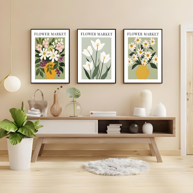 Henri Matisse Set of 3, Flower Market Prints, Floral Boho Wall Art ...