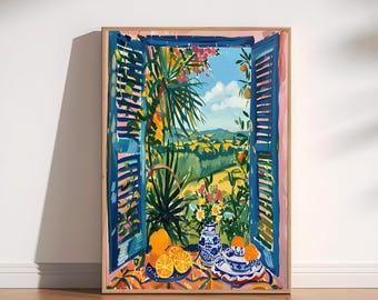 Henri Matisse Offener Fenster Druck, Fauvismus Ausstellung Poster, Mediterrane Wand Kunst, Vintage Museum Stil Download