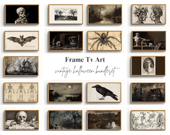 Samsung Frame TV Art Set, Halloween Bundle, Halloween Frame TV Art, Vintage Fall Landscape Painting, Halloween Spooky Arts, Oil Paintings