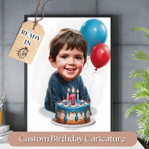 Geburtstagskarikatur, Benutzerdefinierte Babykarikatur, Babykarikatur, Geburtstagsgeschenk für Kinder, personalisiertes Babypartygeschenk, lustiges Babyporträt