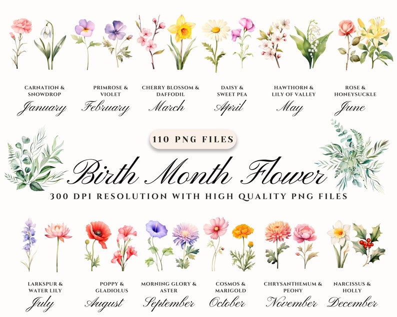 Birth month flowers clipart PNG
Birth month flowers digital clipart
Free birth month flowers clipart
Vector birth month flowers clipart
Vintage birth month flowers clipart
Watercolor birth month flowers clipart