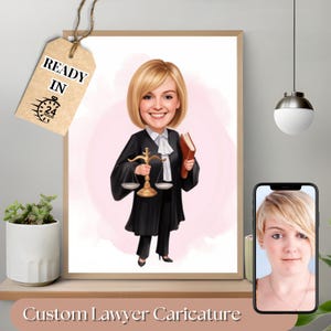 Custom Lawyer Caricature, Female Attorney Cartoon Portrait, Custom Lawyer Office Decor, Lawyer Appreciation Gift, Funny Lawyer Cartoon Gift