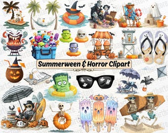 Summerween PNG Clipart, Spooky Ghost Design, Halloween Aesthetics, Sublimation for Crafts