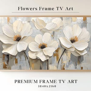 Tv Frame Abstract Art, Abstract Samsung Frame TV Art, Textured Spring Wildflowers Painting, Art For Frame TV, Abstract Flower Painting