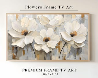 Strukturierte Frühling Wildblumen Samsung Rahmen TV Kunst | Abstrakte Blumen Bild für Rahmen TV | Pastell Abstrakt Digitaler Download
