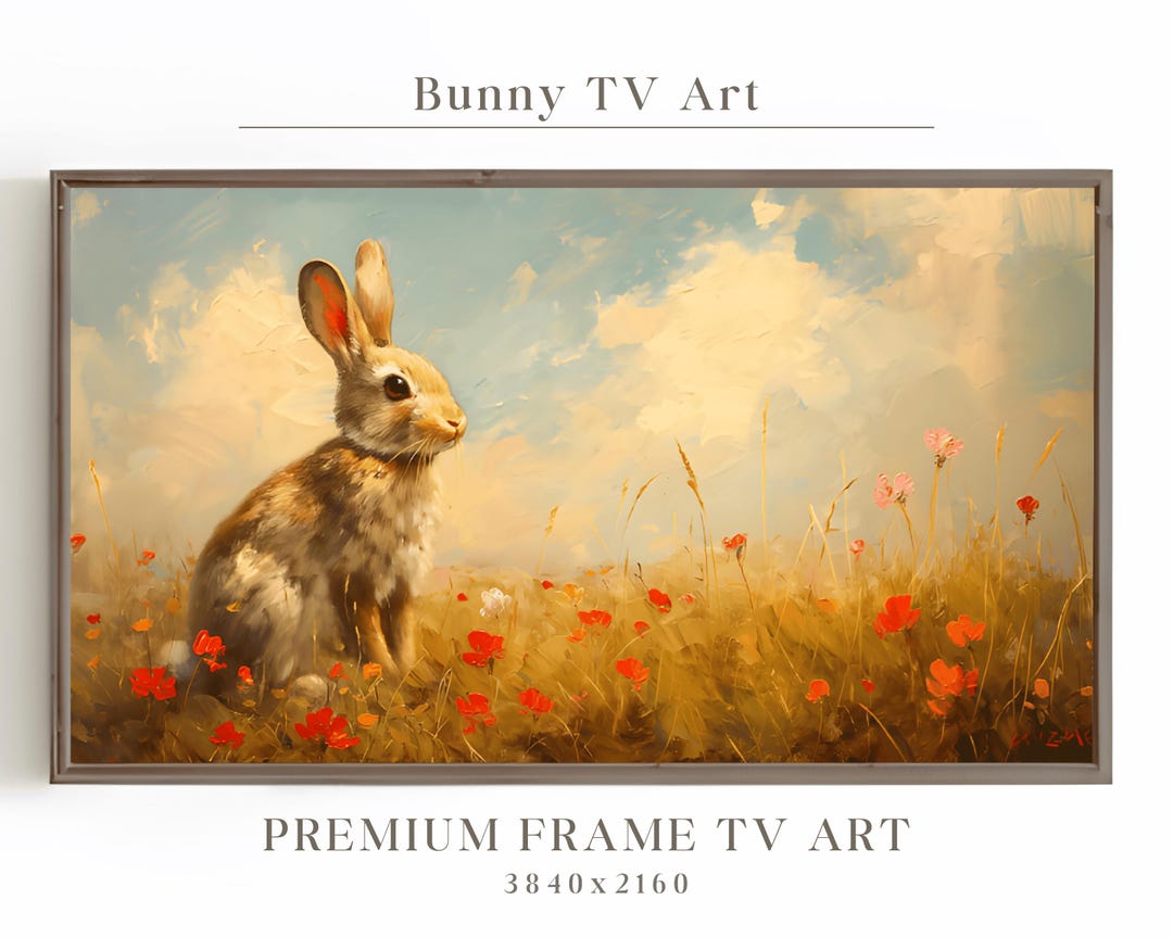 Vintage Bunny Frame TV Art, Spring Bunny Samsung Frame, Easter Bunny ...