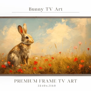 Vintage konijn frame tv-kunst, lentehaas Samsung frame, paashaas konijn tv-kunst, vintage boerderij tv, paas tv-kunst, paashaas decor