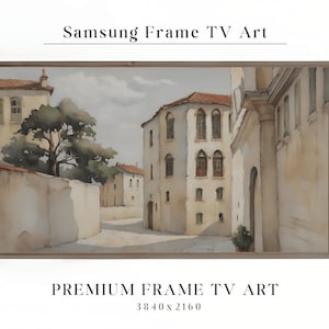Frame TV Art, Vintage Venice Canal Painting, Antique Cityscape Painting, Vintage Painting City, Classic Italian Art, Vintage Home Decor
