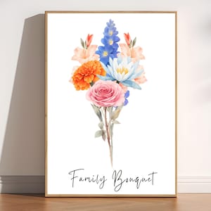 Impresión digital de flores del mes de nacimiento, clipart de flores de nacimiento, ramo de flores personalizado, diseño floral, flores del mes de nacimiento, clipart botánico