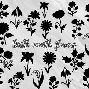 Birth Month Flower SVG Bundle, Birth Flower svg, Birthday Bouquet, Birthday Flower , Floral svg, Wildflower PNG, Flower png, DIY Gift Ideas
