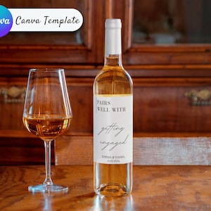 Étiquettes de vin d'étape importante de fiançailles, modèle d'étiquette de bouteille de vin imprimable, se marie bien avec les fiançailles, cadeau de fiançailles, cadeau de mariage