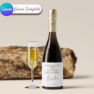 Modèle d'étiquette de vin de fiançailles, cadeau de fiançailles pour un couple, une paire de étiquettes de vin, étiquette de vin personnalisée, fiançailles, cadeau de mariage, éditable sur toile