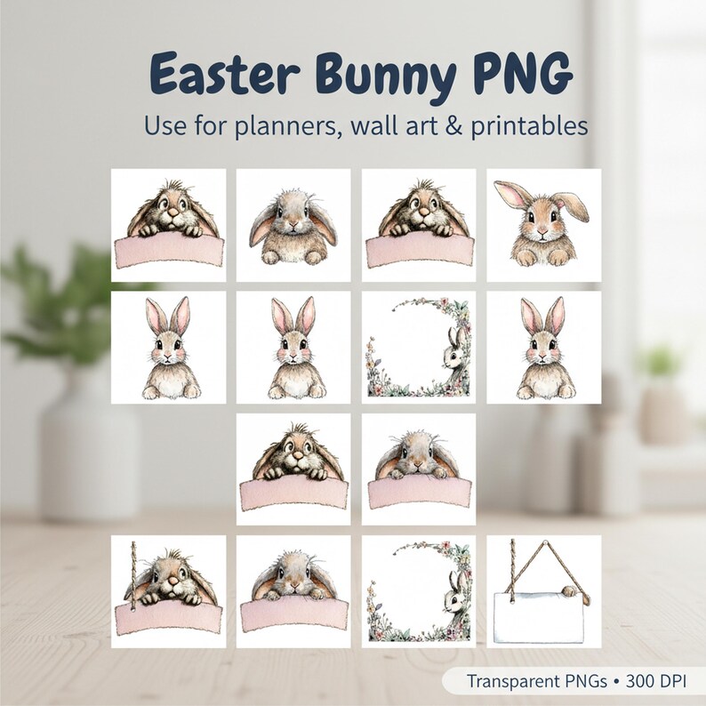 Whimsical Rabbit Clipart Bundle | Peter Rabbit Style PNG | Cute Bunny ...