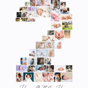 Fotocollage zum 2. Geburtstag, bearbeitbares Meilensteinzeichen zum 2. Geburtstag, druckbare Collage zum 2. Geburtstag, Geburtstagsposter, Geburtstagsgeschenk
