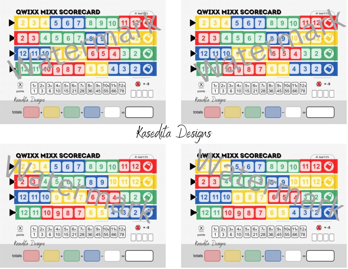 Qwixx Printable Scoresheets Qwixx Scorecard Qwixx Mixx Scorecard Qwixx