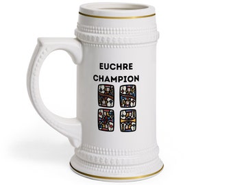 Euchre Tournament Trophy | Euchre Championship Stein | Euchre Mug | Euchre Pilsner Mug | Euchre Beer Stein