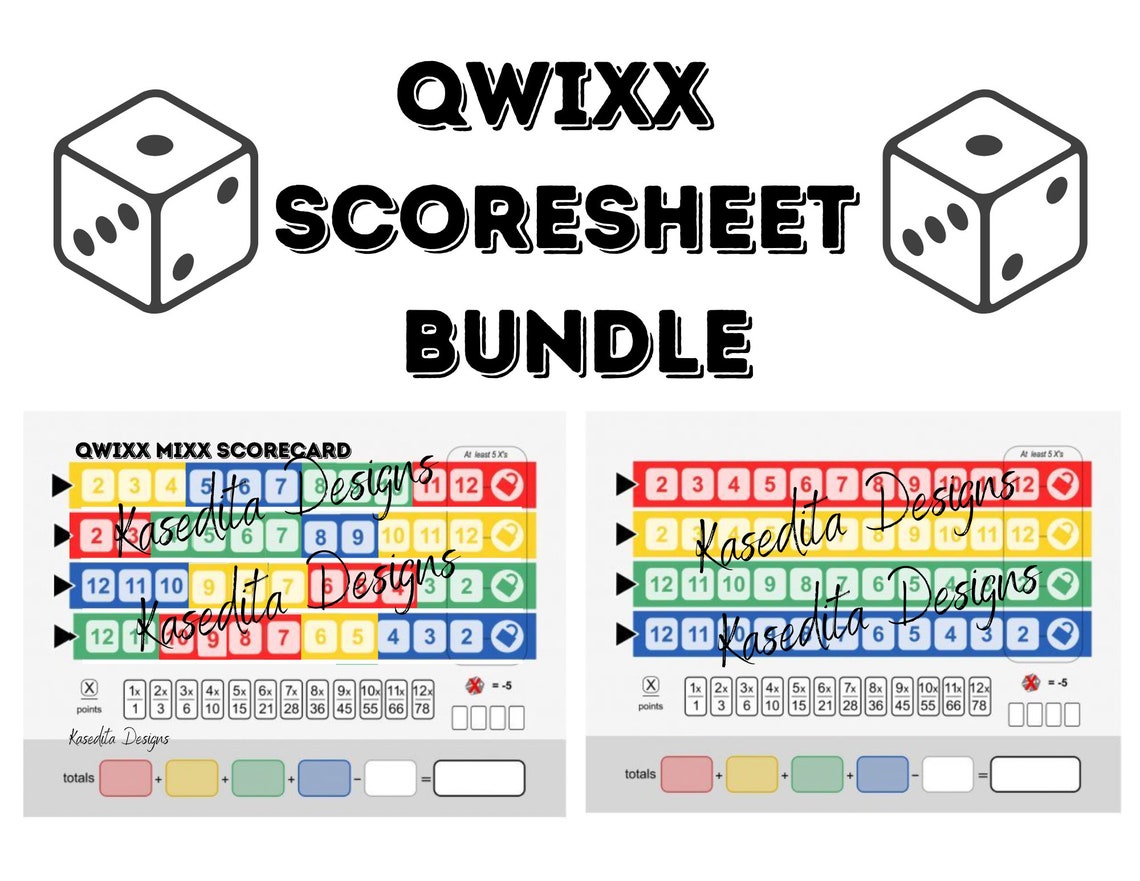 Qwixx Mix Score Sheets Printable