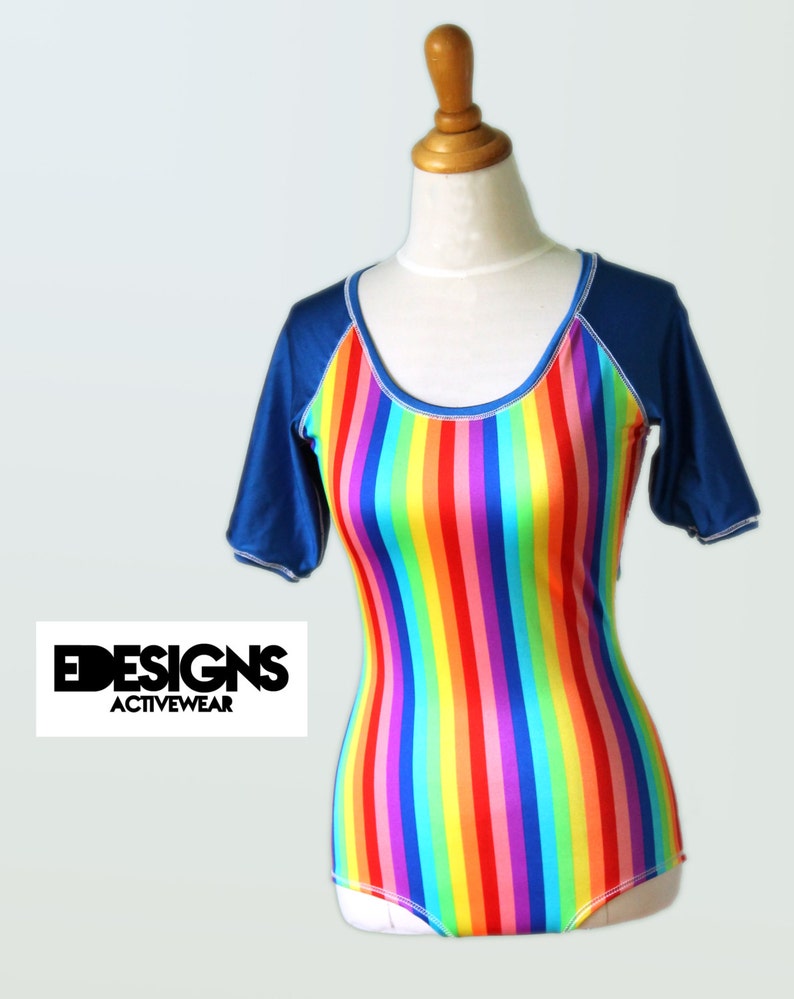 Custom Inked Raglan Leotard 3/4 Sleeves Mesh