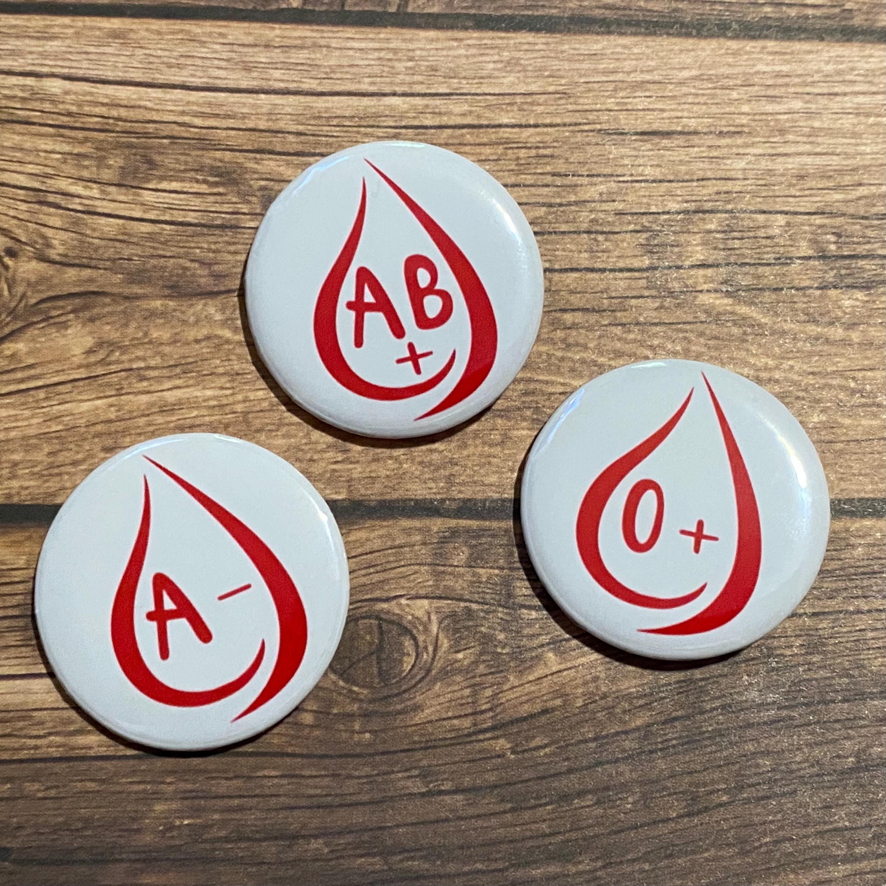 Blood Type Donation Pin | A+ O- AB+ Badge | Medical Worker Gift | Nurse ...