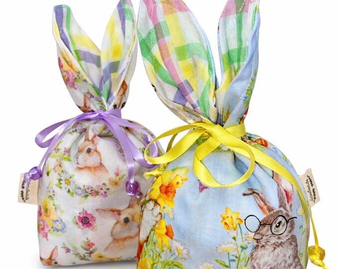 Pouch Bag Rabbit Easter Bunny Treat Bags Handmade Fabric Gift Pouches With Bunny Ears - Etsy