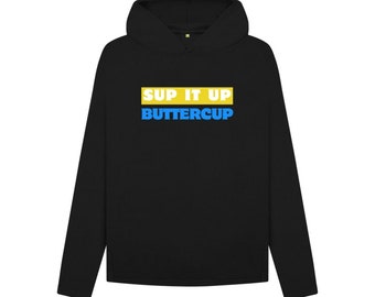 Sup It Up Buttercup sudadera con capucha SUP de algodón orgánico negro para mujer