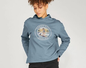 Paddle Hard Stone sudadera con capucha SUP de algodón orgánico azul para mujer