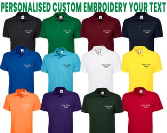 Custom  Embroidered Polo Shirt Your Text/Logo Work wear Uniform Party/Stag Hen, Unisex, Top Gift Staff , Embroidery