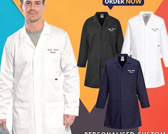 Personalised Portwest Embroidered Lab Coat Unisex Medical Uniform Hospital Staff Custom Text Logo Workwear
