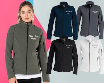 Embroidered Kariban Ladies Soft Shell Personalised Text Logo Gym Workwear Casual Jacket Gifts