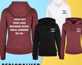 Personalised Build Your Brand Printed Women's Organic Hoodie Casual Sports Staff  Text Logo Gym Uniform Party Stag Hen Event Security