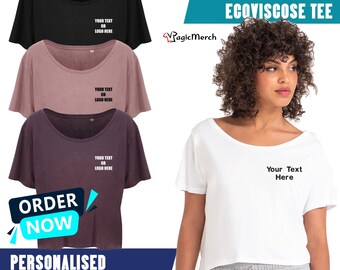 Personalised Embroidered AWDis Women’s Daintree EcoViscose Tee Party Stage Hen Party Event  Tops