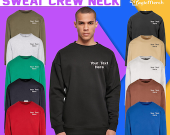 Personalised Build Your Brand Embroidered Sweat Crew Neck Casual Unisex Staff Custom Text Logo Workwear Jumper