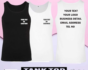 Printed Build Your Brand Personalised Workwear Tank Tops Custom Text Logo Gym Casual Wear