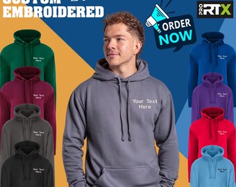 Personalised Custom Embroidered Pro Hoodie Workwear Casual Sports Event Gym Party Staff Tops Stage Hen do Party Your Text/Logo