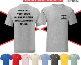 Personalised Printed Text Fruit of the Loom Iconic 150 T Unisex Work Wear Casual  Gifts SS430
