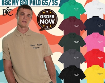 Embroidered B&C My Eco Polo Shirt Workwear Custom Text Logo Staff Sports Casual Unisex Tops