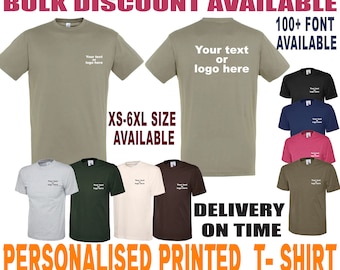 Personalised Custom Printed T shirt Your Text/Logo Work wear Uniform Party/Stag Hen, Unisex, Top Gift Staff