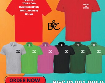 Personalised B&C Printed Polo Workwear Custom Text Logo Casual Tops Gym Staff Uniform Party/Stage Hen Do Casual