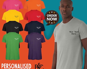 Embroidered B&C Inspire Men's T-Shirt Personalised Tops Your Text Logo Sports Workwear Casual Gifts Staff Gym