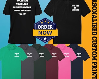 Printed B&C My Eco Polo Shirt Workwear Custom Text Logo Staff Sports Casual Unisex Tops