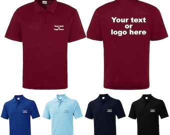 Personalised Custom Printed Polo Shirt Your Text/Logo Work wear Uniform Party/Stag Hen, Unisex, Top Gift Staff