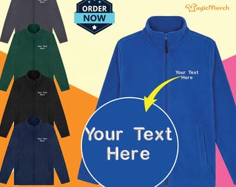 Custom Embroidered Uneek Eco Full Zip Fleece Jacket Personalised Your Text Logo Unisex Workwear Casual Gym