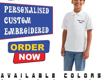 Embroidered Your Text Uneek Childrens Classic Polo Shirt Running Sports School uc103